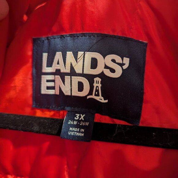Land's End Size 3X Women's Red Expedition Down Waterproof Hooded Winter Parka - Picture 5 of 14